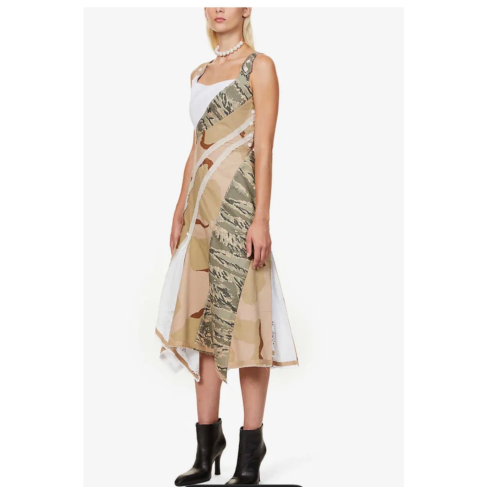 Marine Serre Fall 2022 Nymph Panelled Cotton Midi Dress Size Xs/4